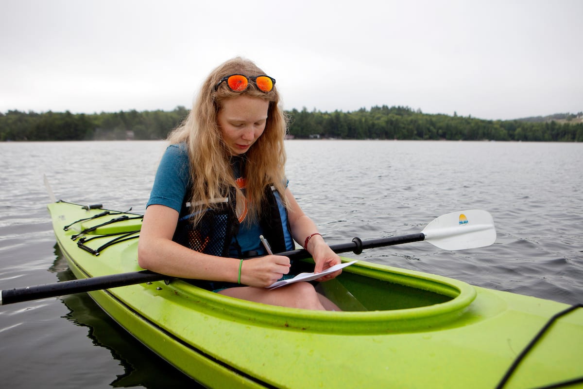 Loon Count with Emilie Swenson on Great East Lake (Ariana van den Akker/Maine Audubon)