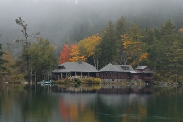 Borestone Mountain Lodges in fall mist
