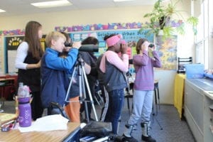 Lyseth School students learn about birds with Maine Audubon educators