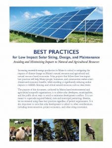 Best Practices for Low Impact Solar Siting, Design, and Maintenance -- Avoiding and Minimizing Impacts to Natural and Agricultural Resources 