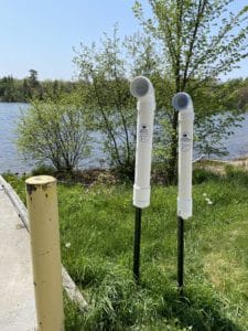 Lead and Line collection bins at Toddy Pond, Maine