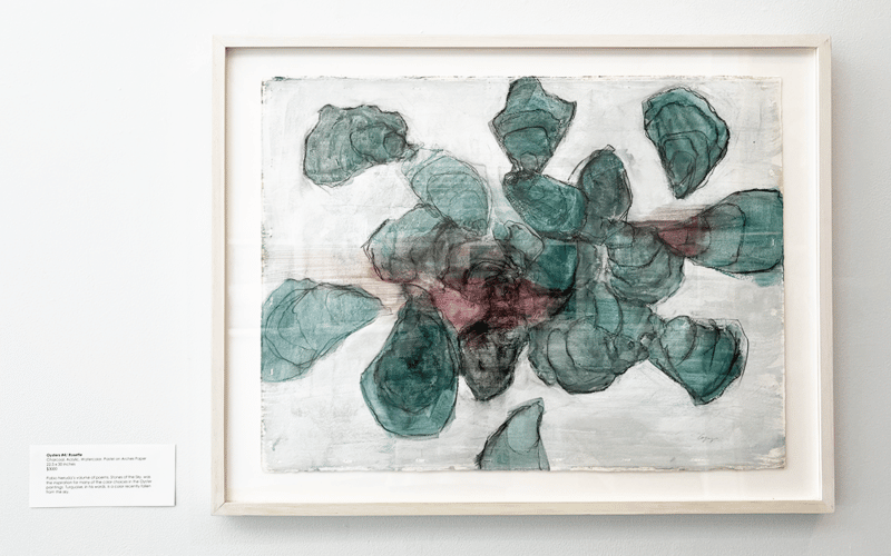 Dudley Zopp, Oysters #4/ Rosette. Charcoal, Acrylic, Watercolor, Pastel on Arches Paper