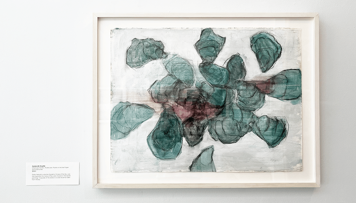 Dudley Zopp, Oysters #4/ Rosette. Charcoal, Acrylic, Watercolor, Pastel on Arches Paper