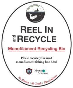 Sticker to be placed on monofilament line collection bin