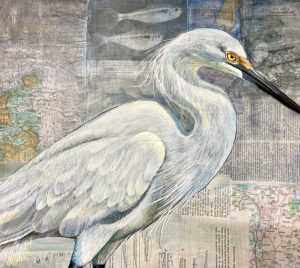 egret art by Maya Kuvaya