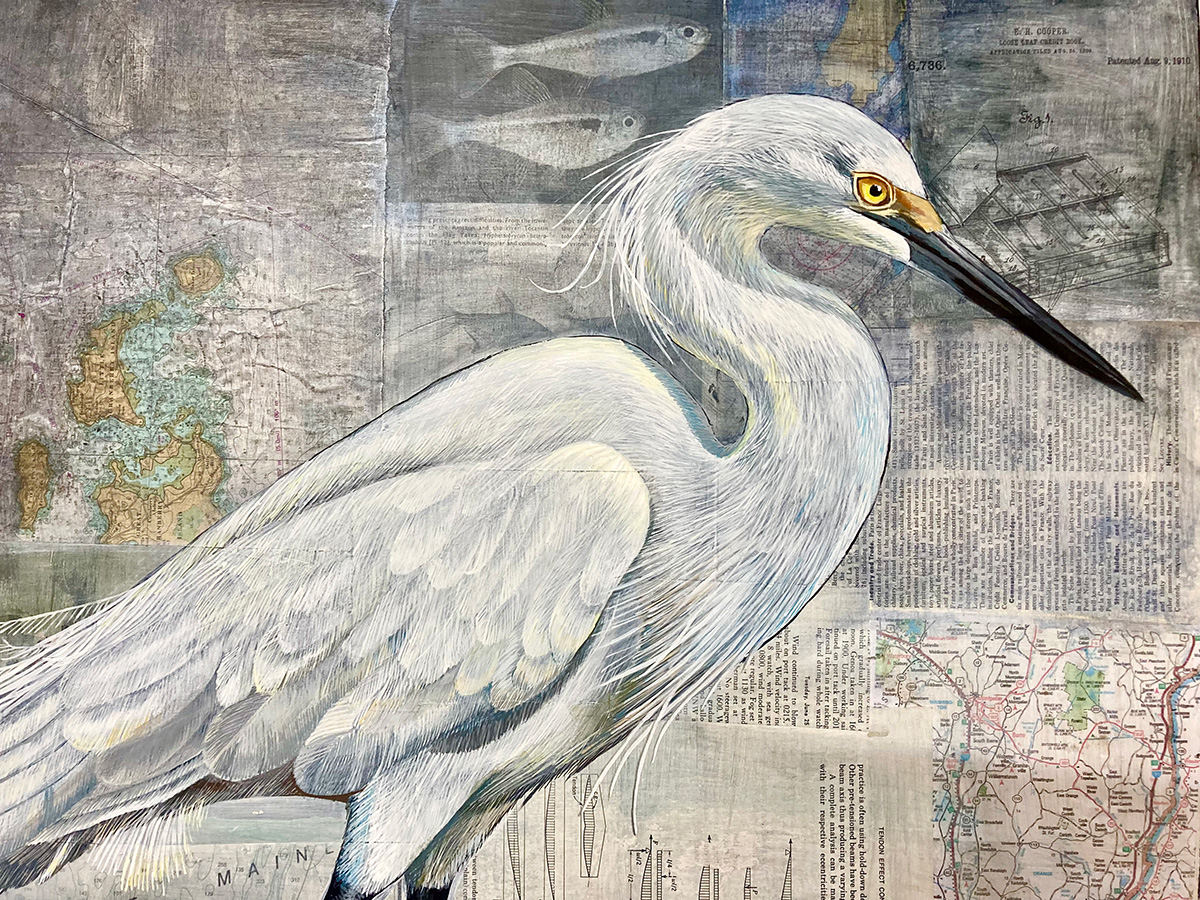 egret art by Maya Kuvaya